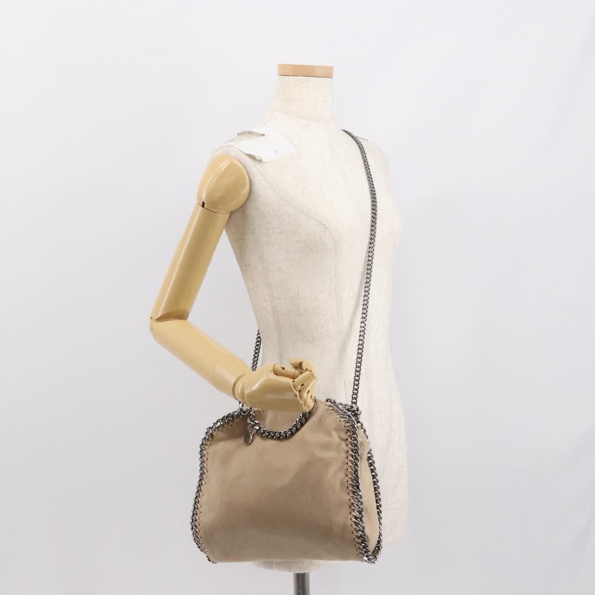 Stella Mccartney Falabella Fold Over Shaggy Deer Beige Polyester Crossbody Bag Bag (Pre-Owned)