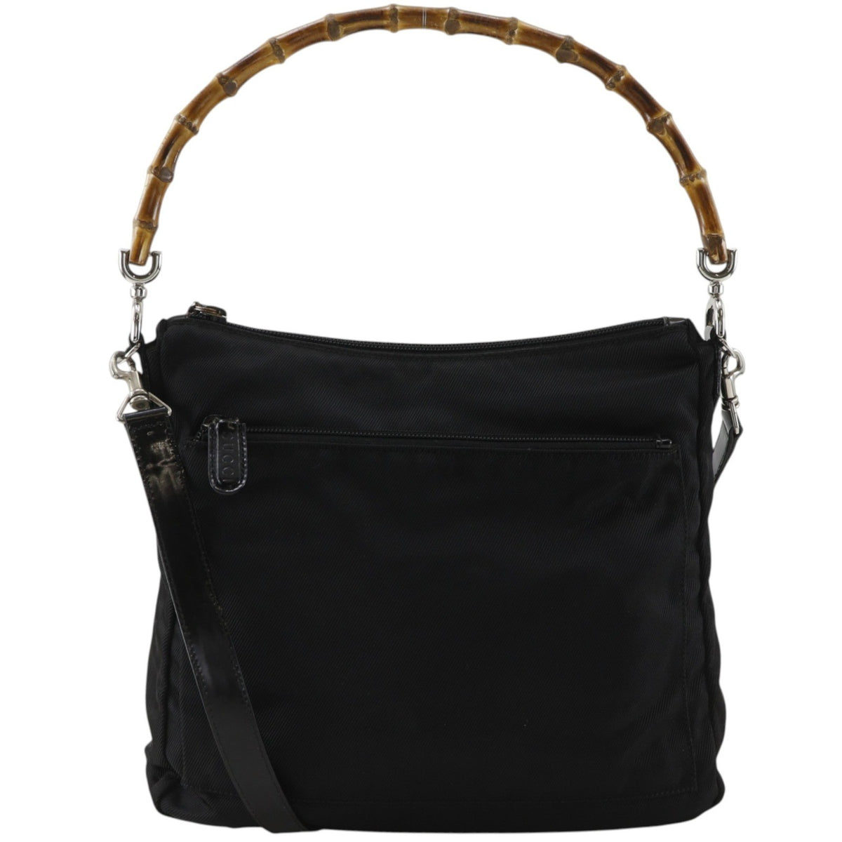 Gucci Sherry Bamboo Nylon Black Nylon Shoulder Bag Bag (Pre-Owned)