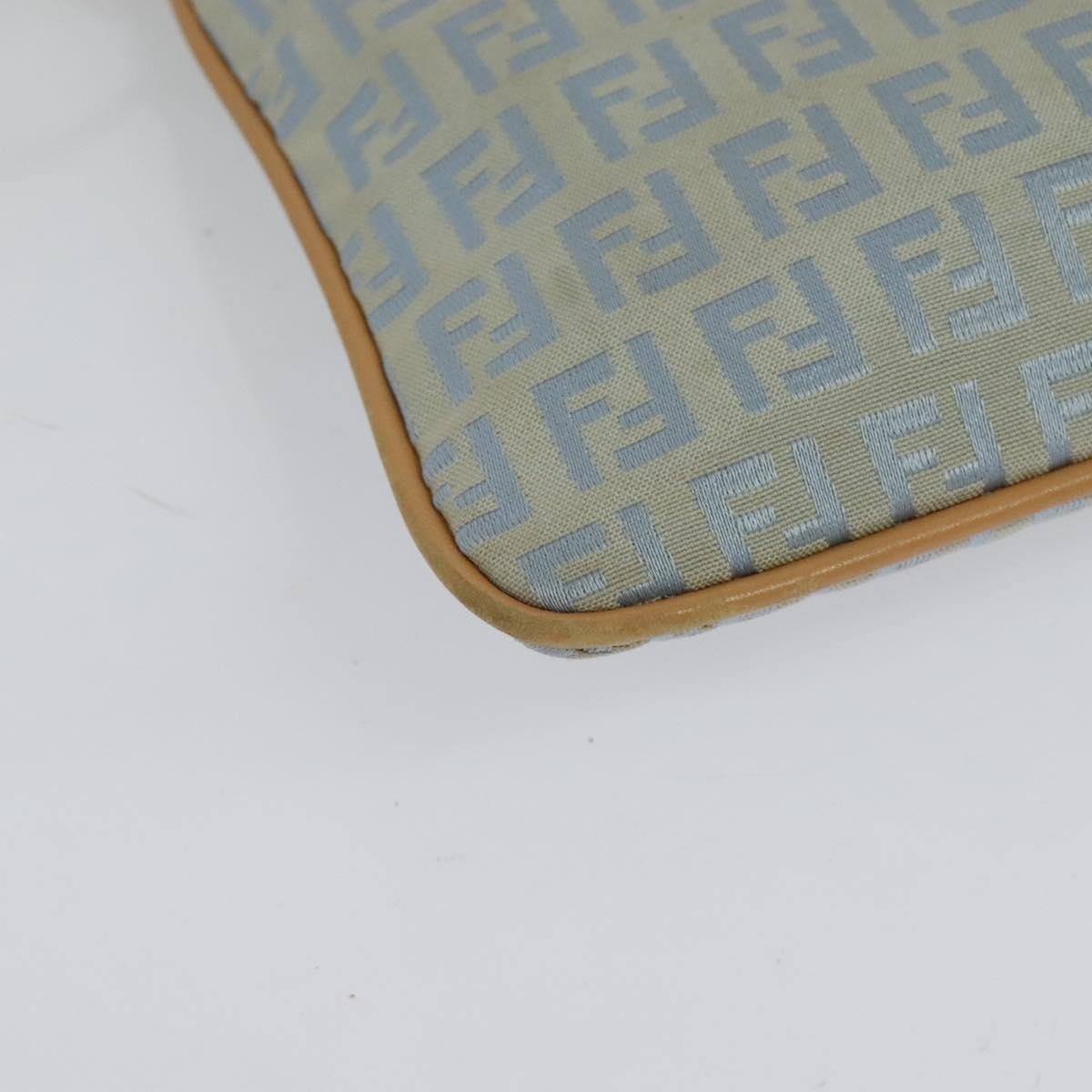 Fendi Vintage Flat Zucchino Canvas Blue Canvas Shoulder Bag Bag (Pre-Owned)