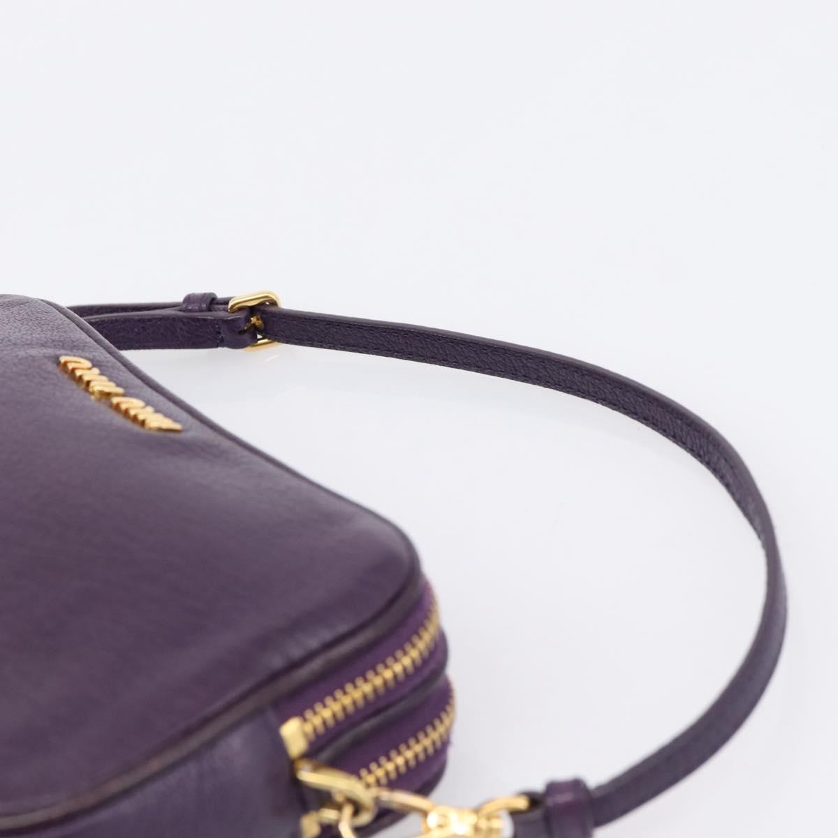 Miu Miu Double Zip Pochette Leather Purple Leather Clutche & Pouche Bag (Pre-Owned)