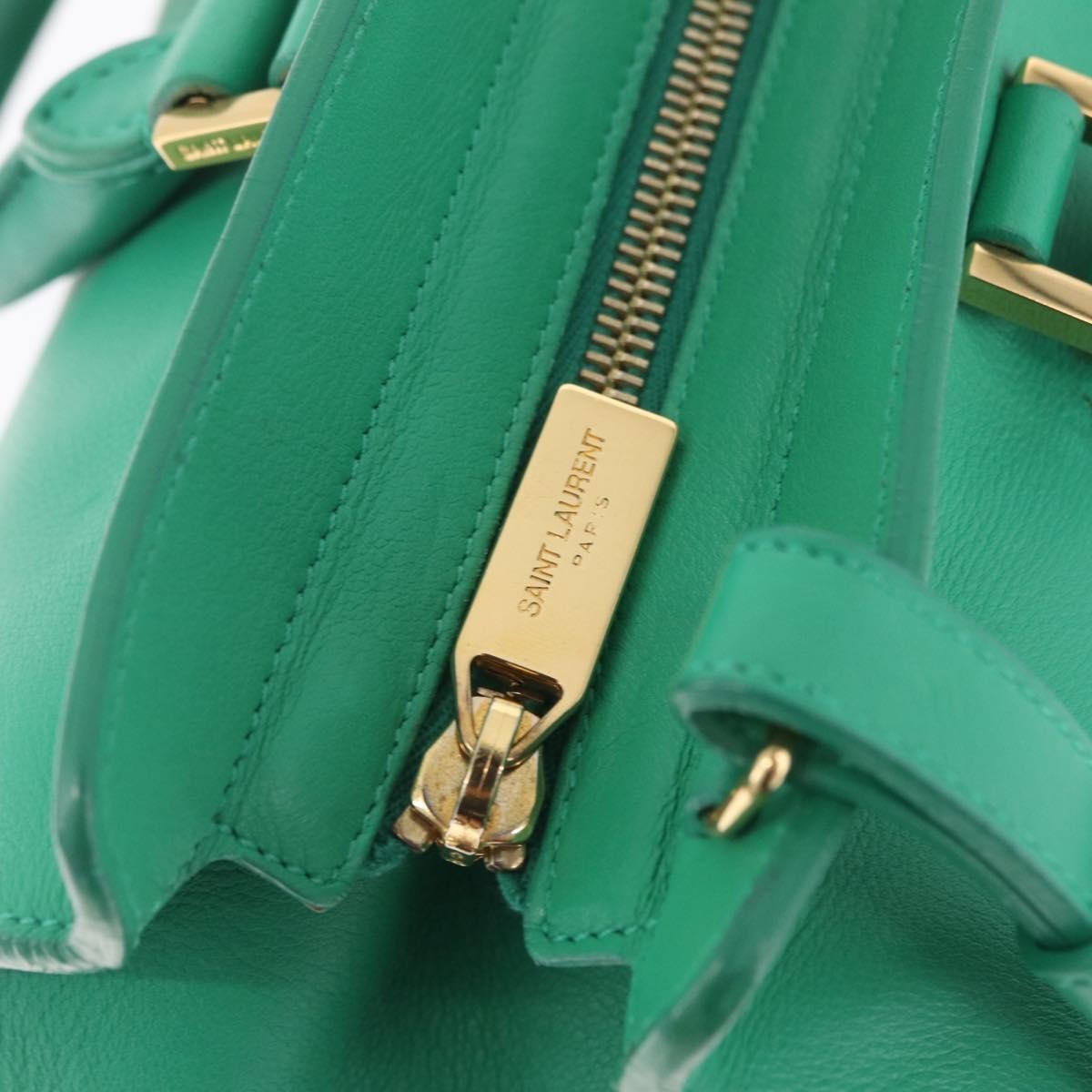 Saint Laurent Classic Y Cabas Leather Green Leather Tote Bag Bag (Pre-Owned)