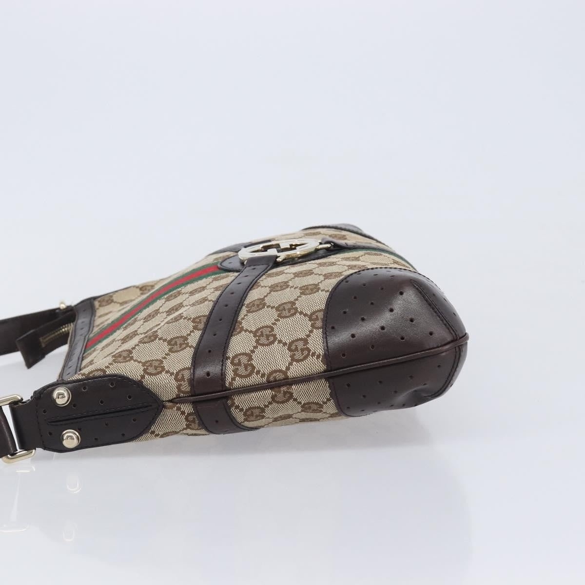 Gucci Reins Web Canvas Beige Canvas Shoulder Bag Bag (Pre-Owned)