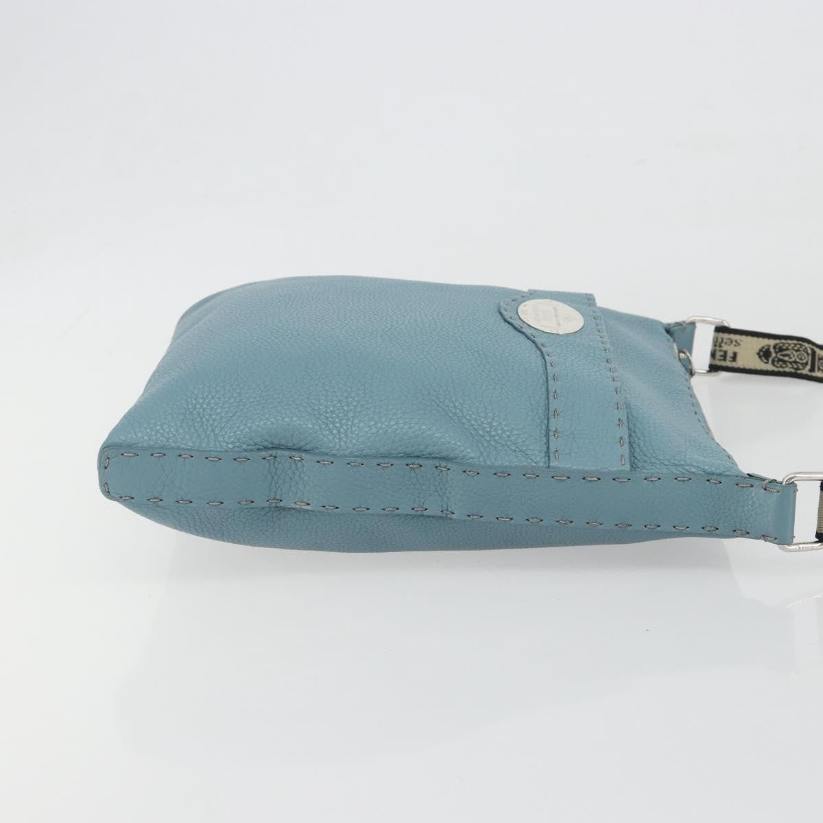 Fendi Vintage Selleria Zip Messenger Leather Blue Leather Shoulder Bag Bag (Pre-Owned)