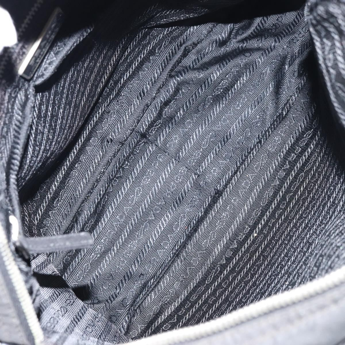 Prada Front Pocket Zip Messenger Tessuto With Saffiano Leather Black Nylon Handbag (Pre-Owned)