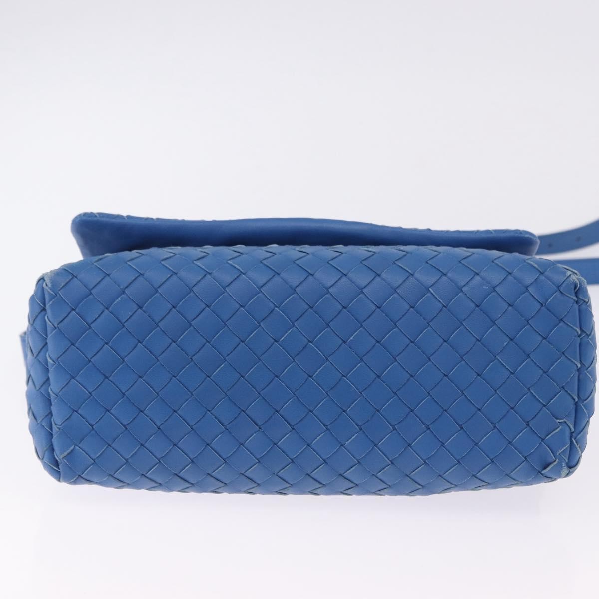 Bottega Veneta Adjustable Flap Intrecciato Nappa Blue Leather Shoulder Bag Bag (Pre-Owned)