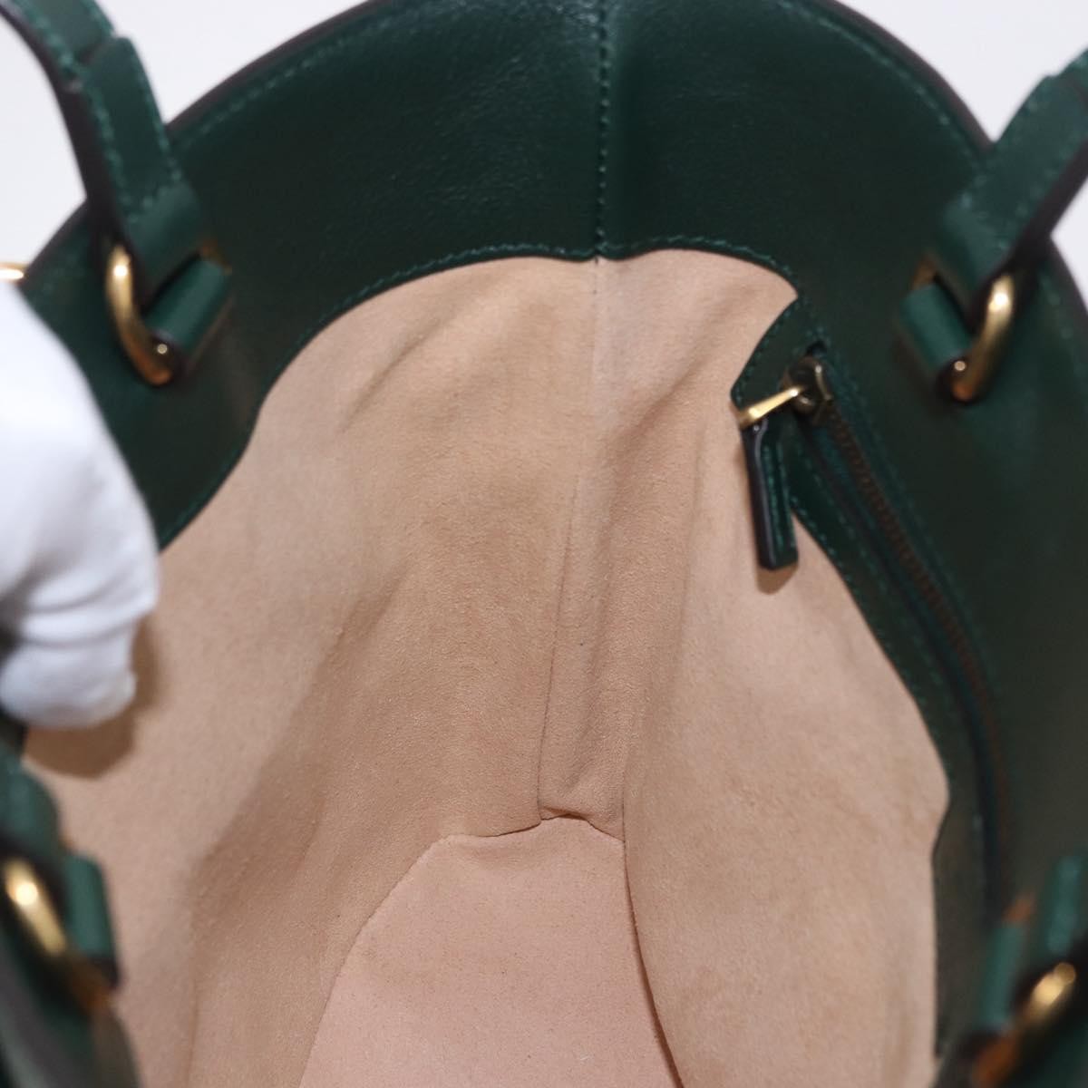 Gucci Diana Bamboo Handle Round Tote Leather Green Leather Tote Bag Bag (Pre-Owned)