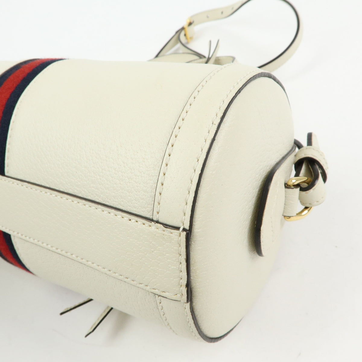 Gucci Ophidia Boston Leather White Leather Handbag (Pre-Owned)