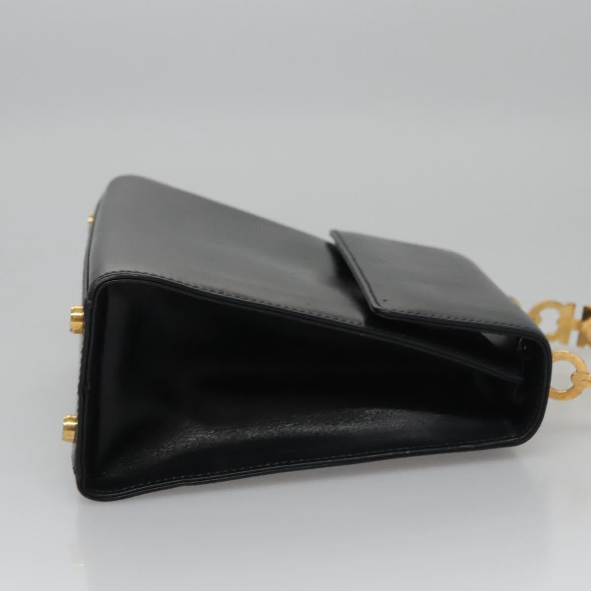 Salvatore Ferragamo Convertible Top Handle Leather Black Leather Handbag (Pre-Owned)
