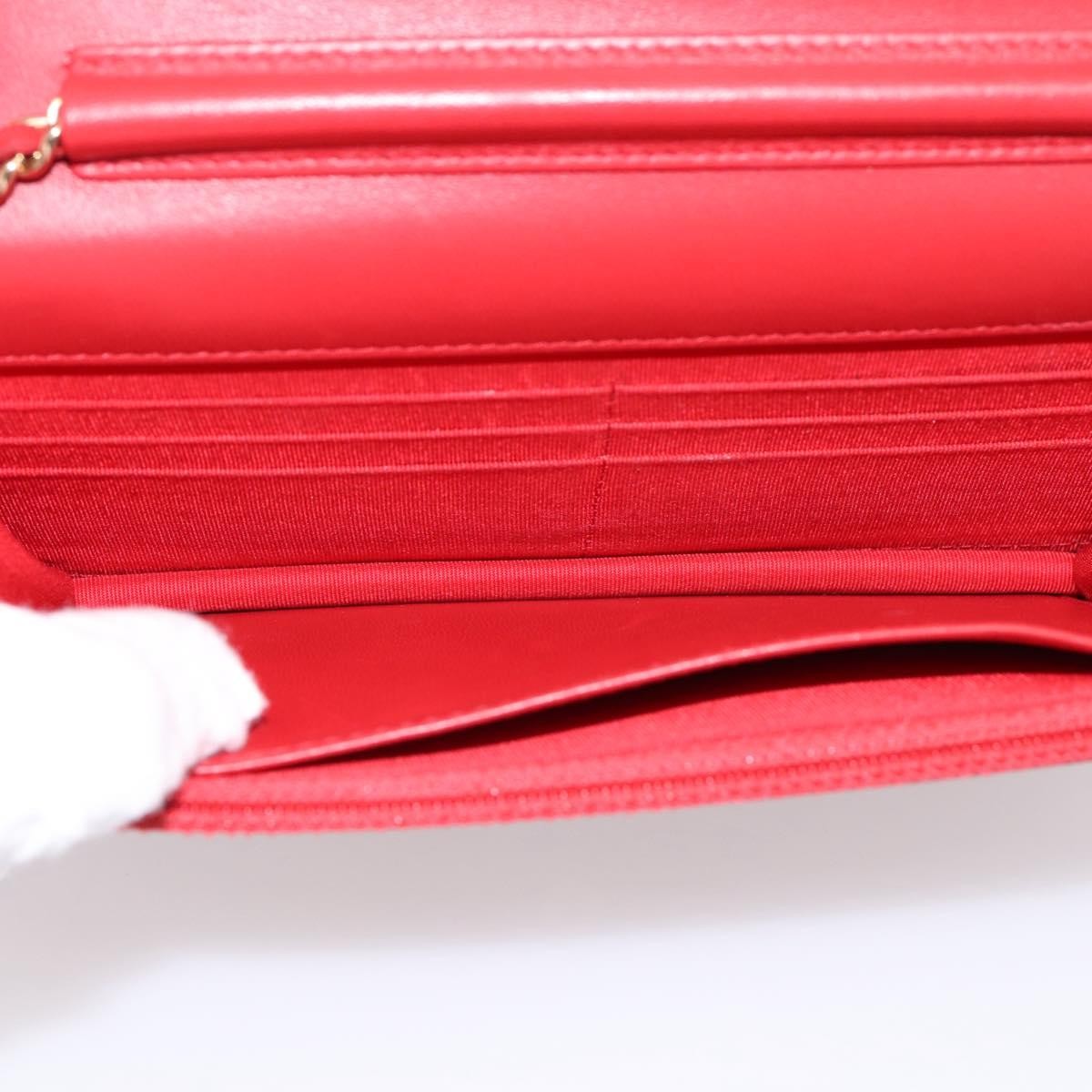 Chanel Wallet On Chain Quilted Lambskin Red Leather Wallets Accessory (Pre-Owned)