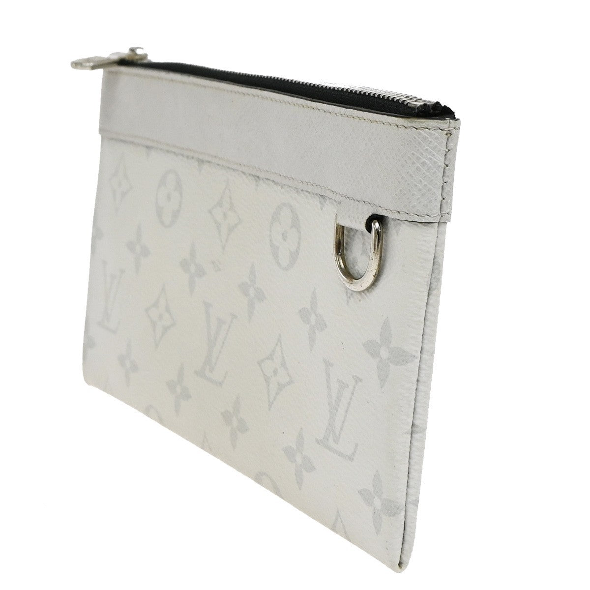 Louis Vuitton Discovery Pochette Monogram Taigarama White Leather Clutche & Pouche Bag (Pre-Owned)