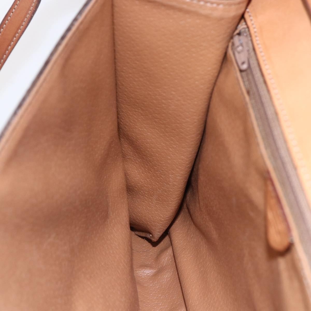 Celine Vintage Macadam Circle Logo Canvas And Leather Brown Canvas Shoulder Bag Bag (Pre-Owned)