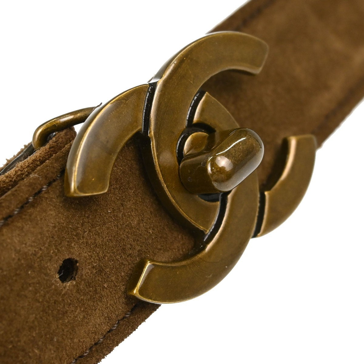 Chanel Cc Turnlock Belt Suede Brown Suede Belts Accessory (Pre-Owned)