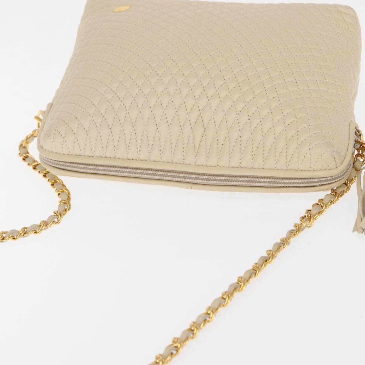 Bally Vintage Chain Quilted Leather Beige Leather Shoulder Bag Bag (Pre-Owned)