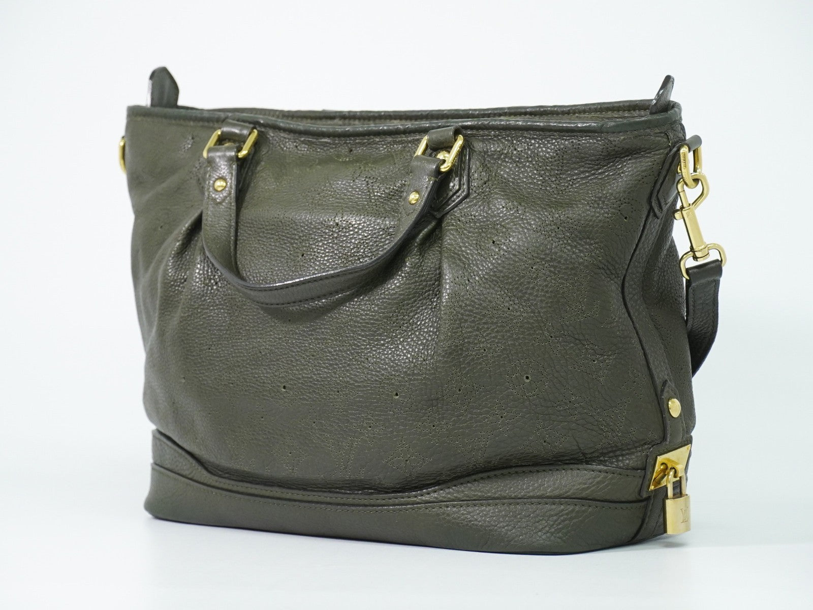Louis Vuitton Stellar Mahina Leather Khaki Leather Handbag (Pre-Owned)