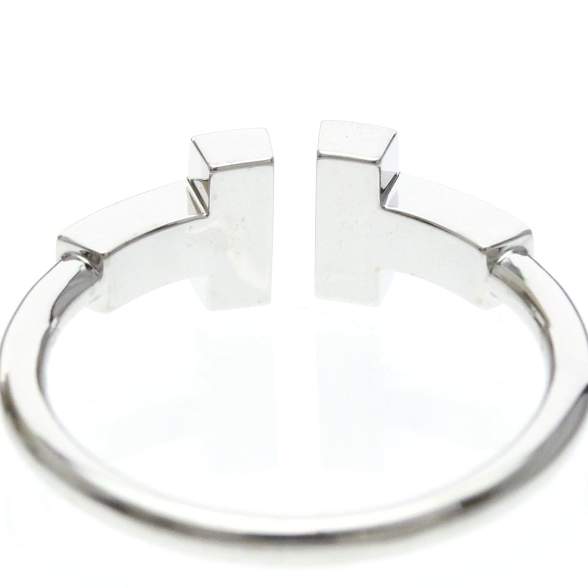 Tiffany & Co. T Wire 18K White Gold With Diamonds Silver White_Gold Ring Jewelry (Pre-Owned)
