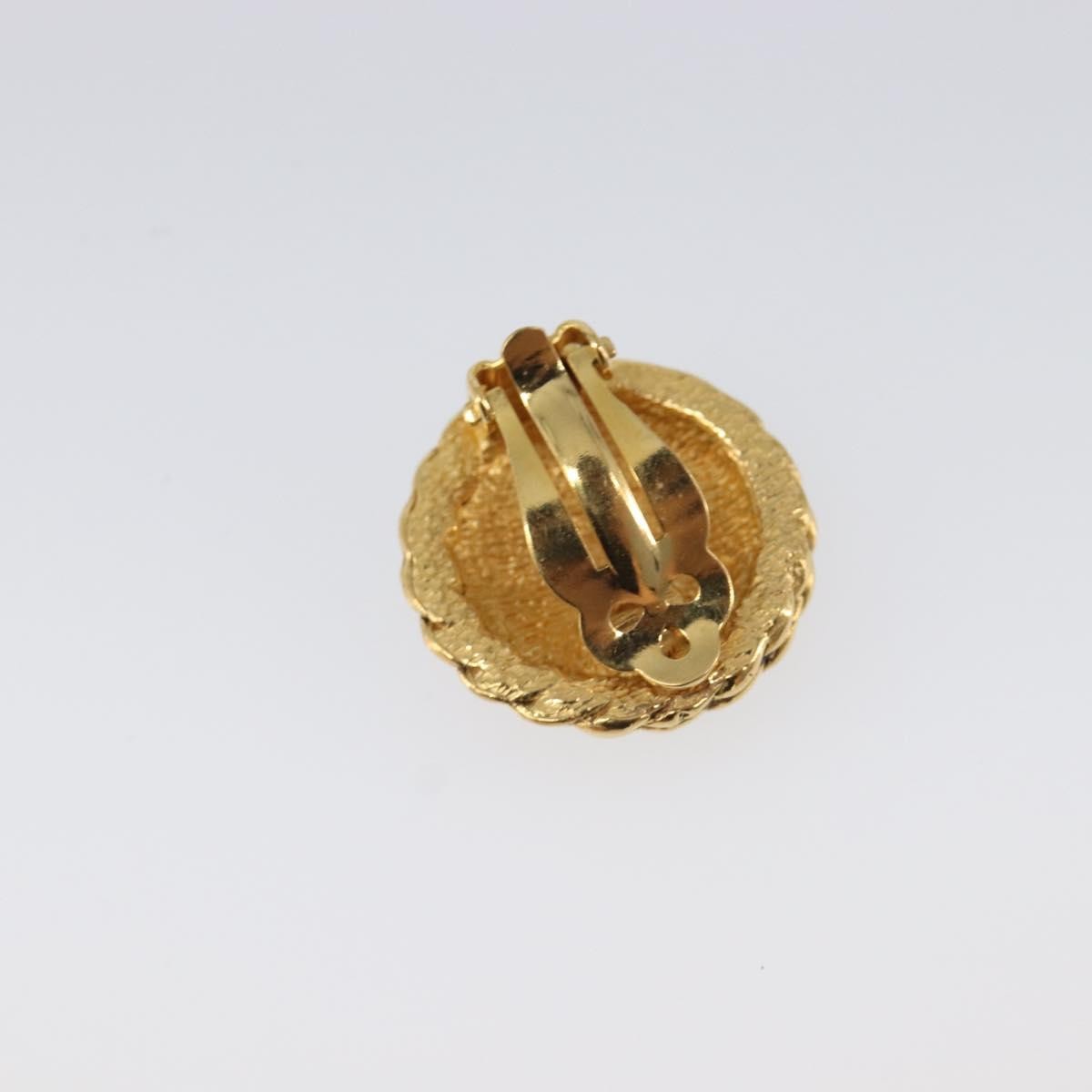 Chanel Vintage Cc Round Clip-On Metal Gold Metal Earrings Jewelry (Pre-Owned)