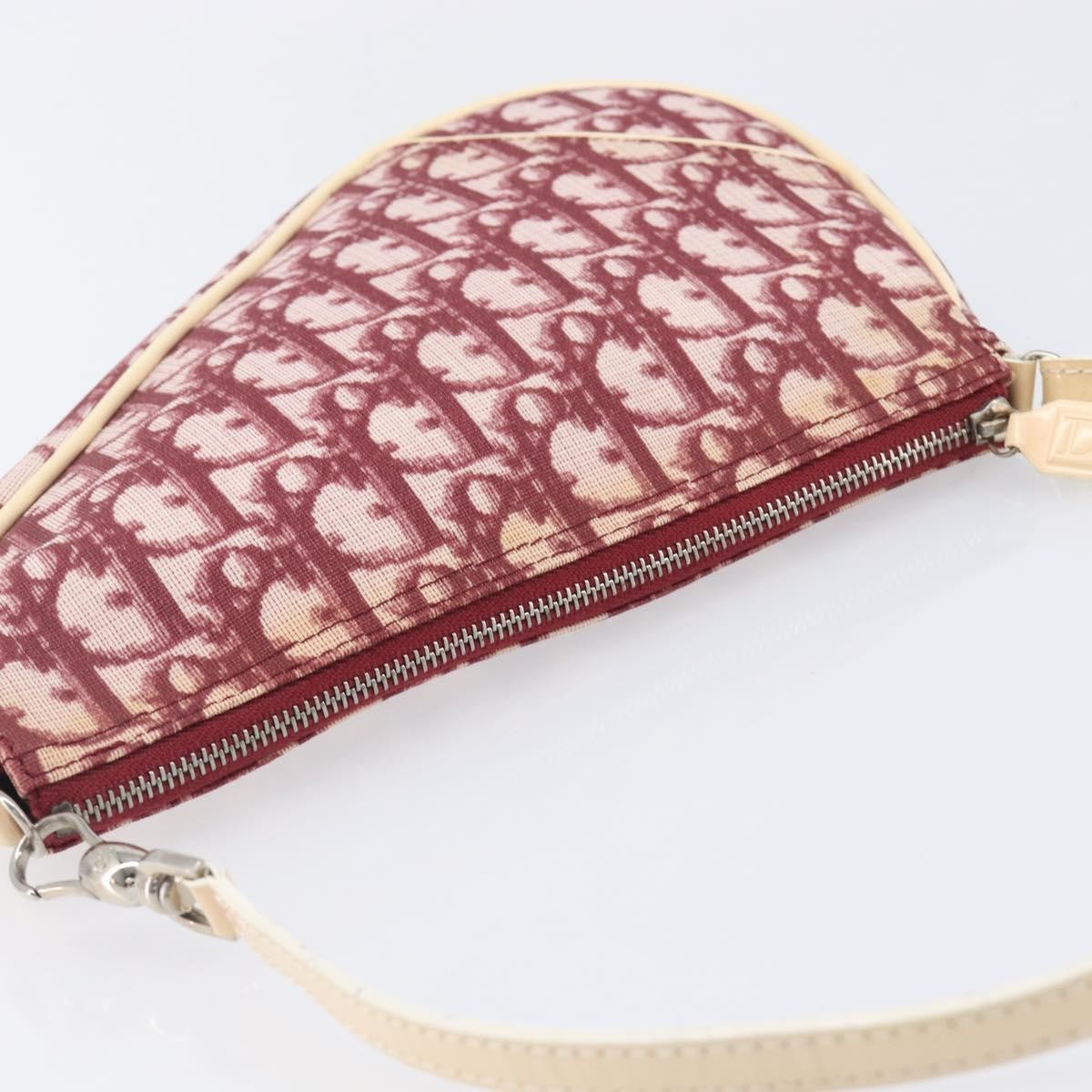 Christian Dior Vintage Saddle Bag Canvas Red Canvas Clutche & Pouche Bag (Pre-Owned)