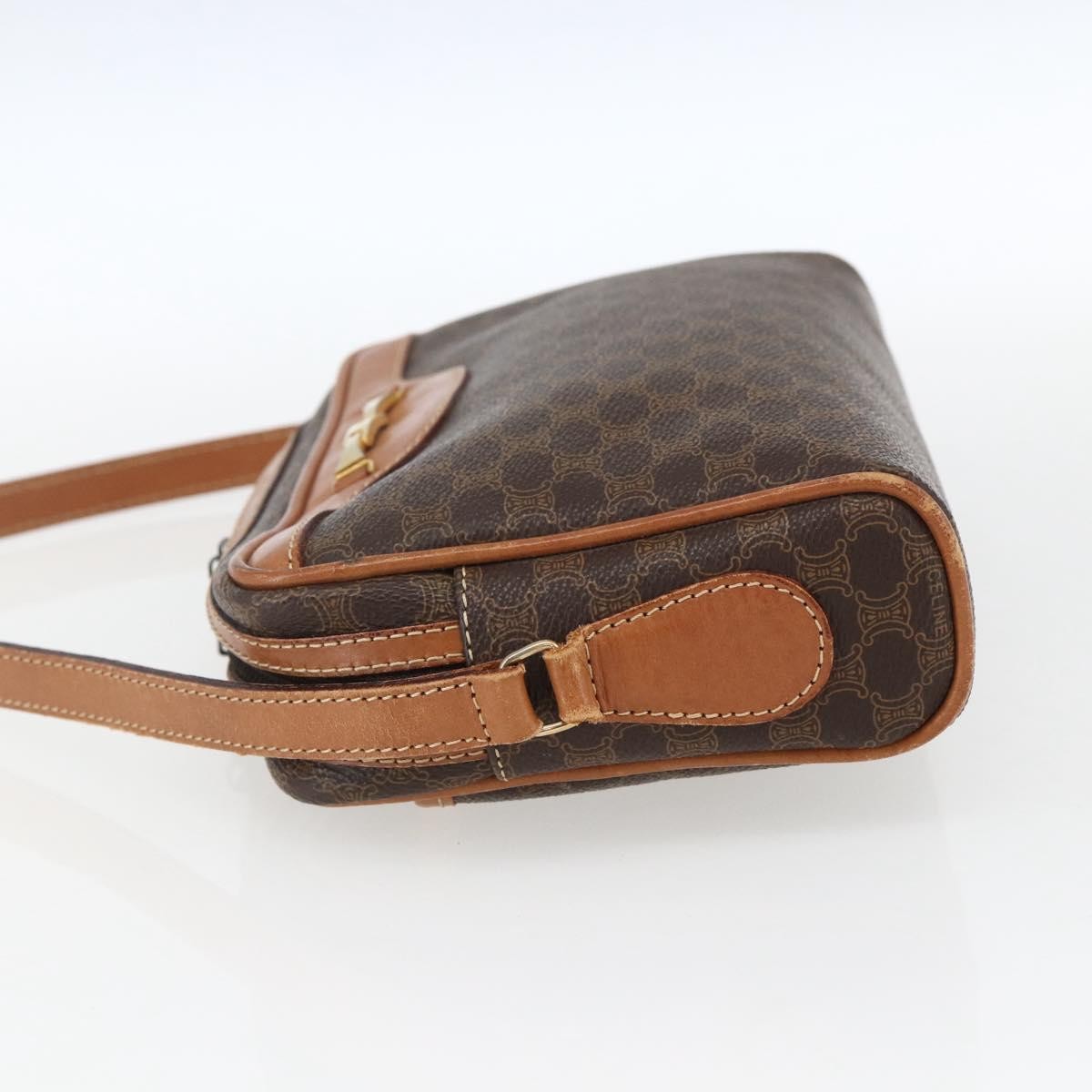 Celine Vintage Macadam Canvas And Leather Brown Canvas Shoulder Bag Bag (Pre-Owned)