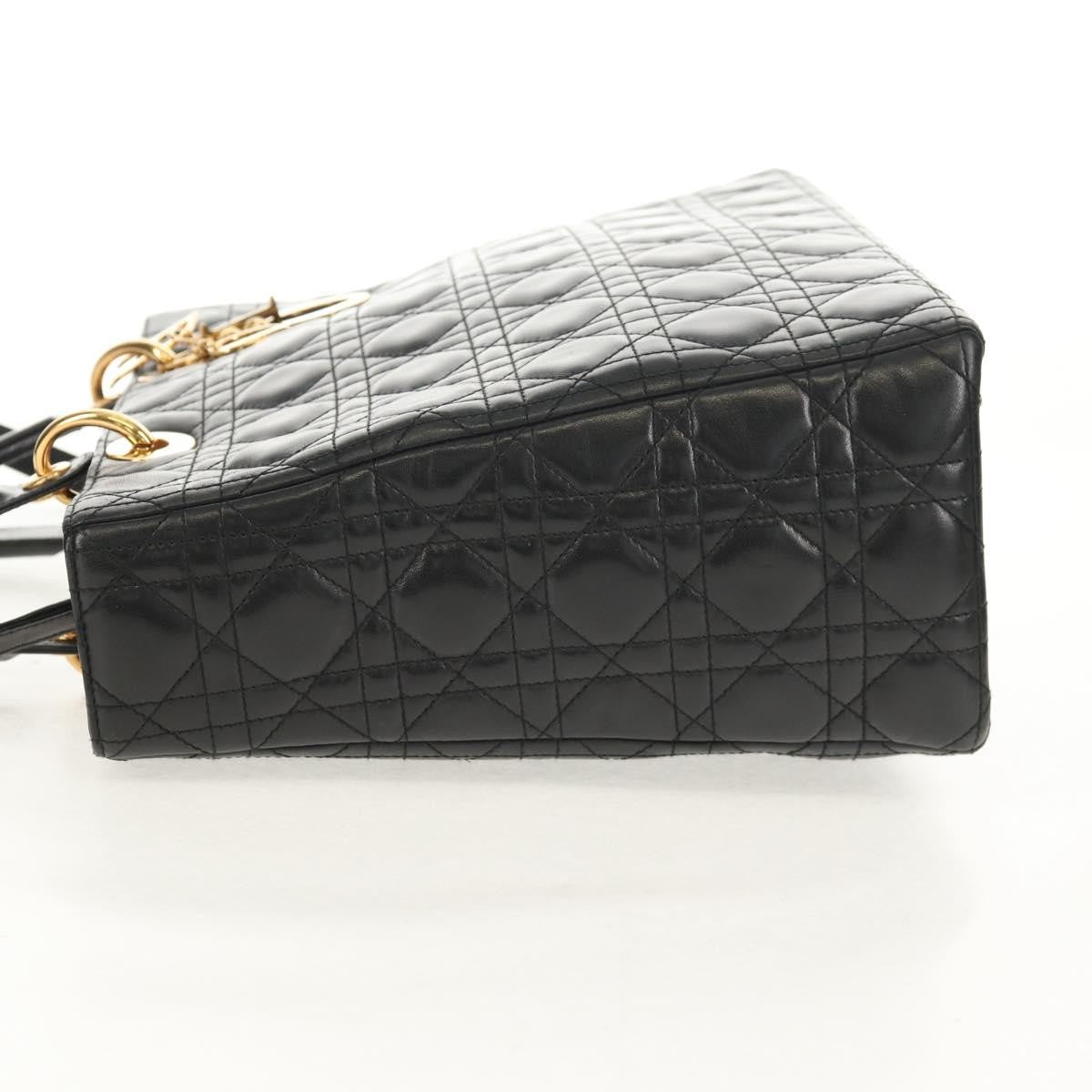 Christian Dior Lady Dior Leather Black Leather Handbag (Pre-Owned)