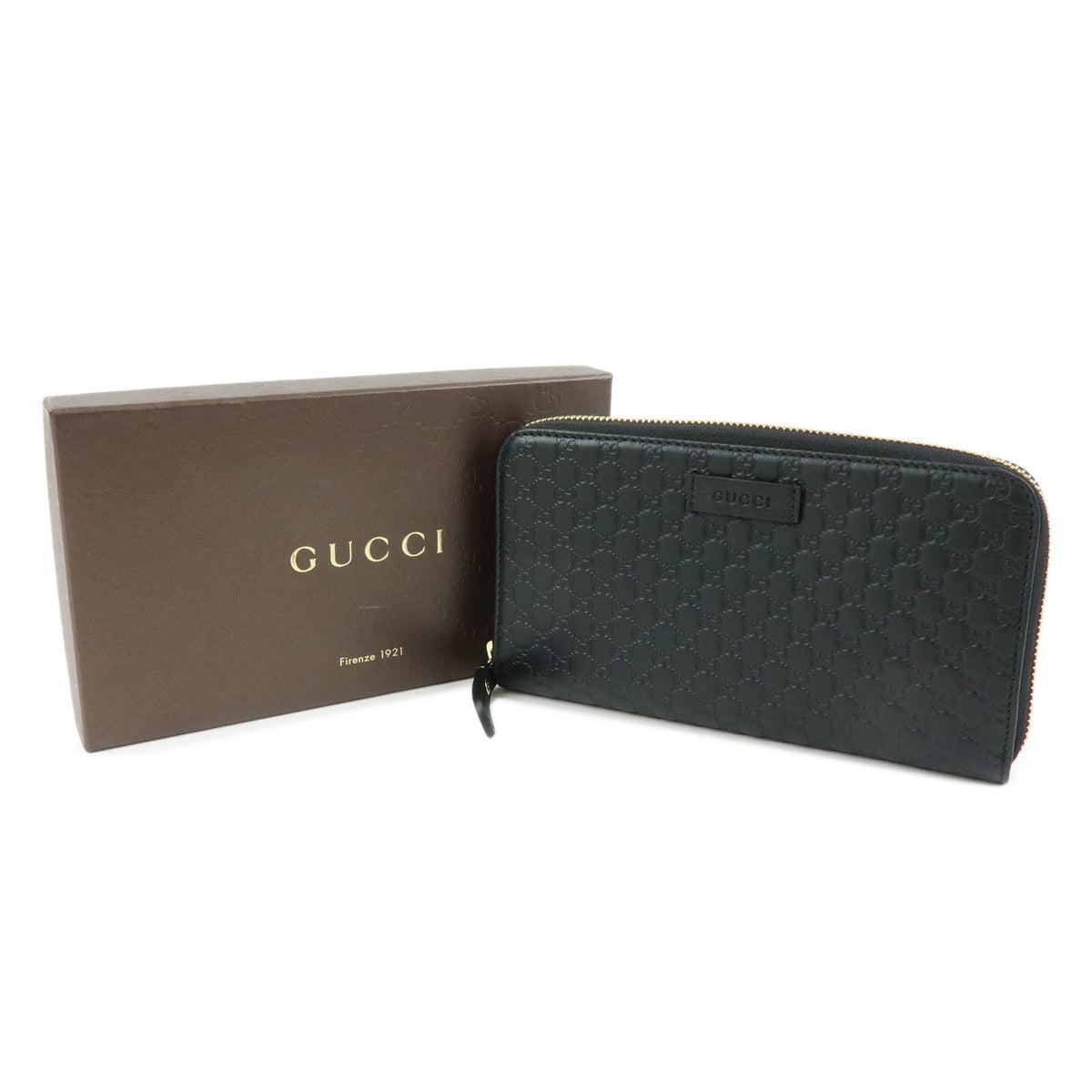 Gucci Zip Organizer Microguccissima Leather Black Leather Wallets Accessory (Pre-Owned)