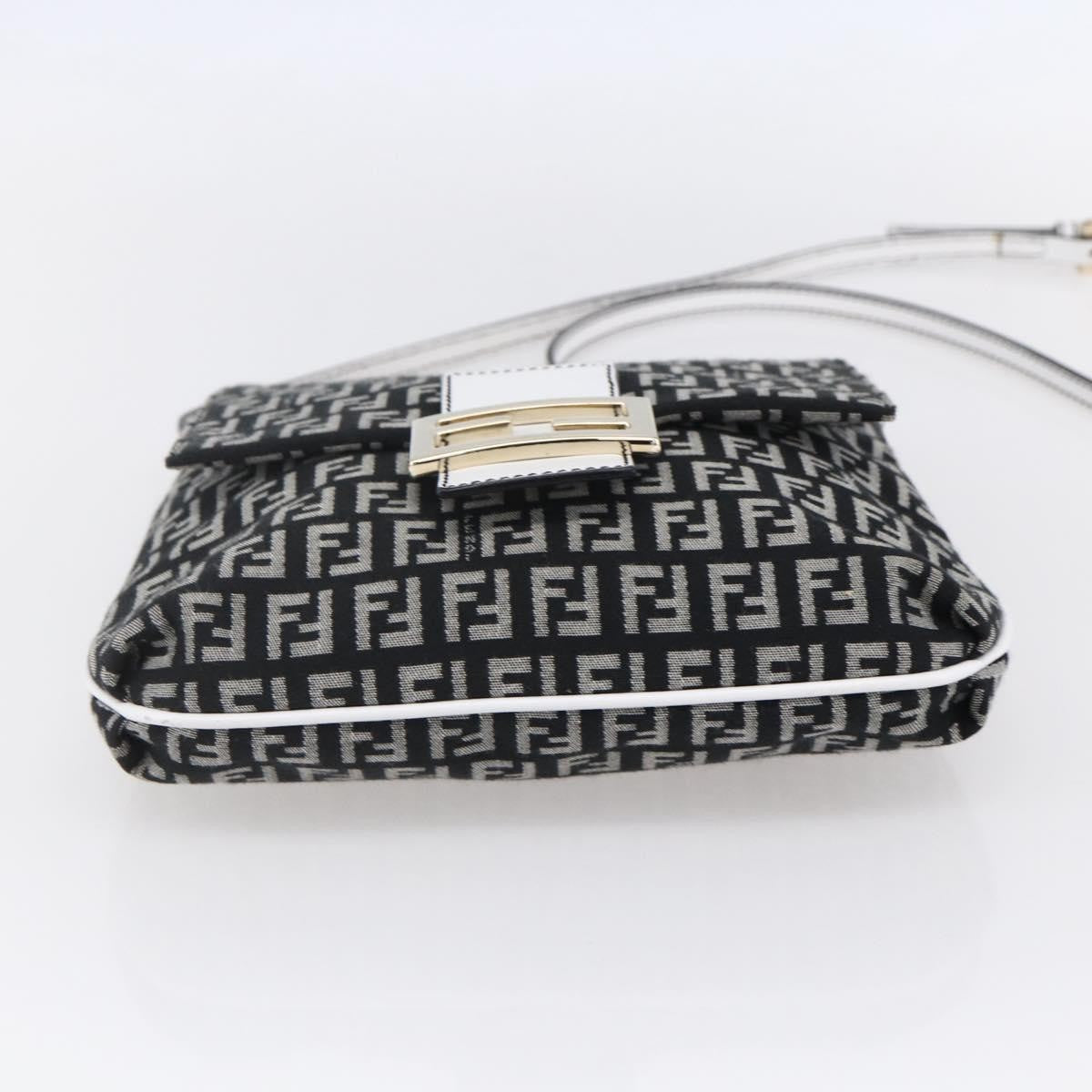 Fendi Vintage Flap Zucchino Canvas Black Canvas Shoulder Bag Bag (Pre-Owned)