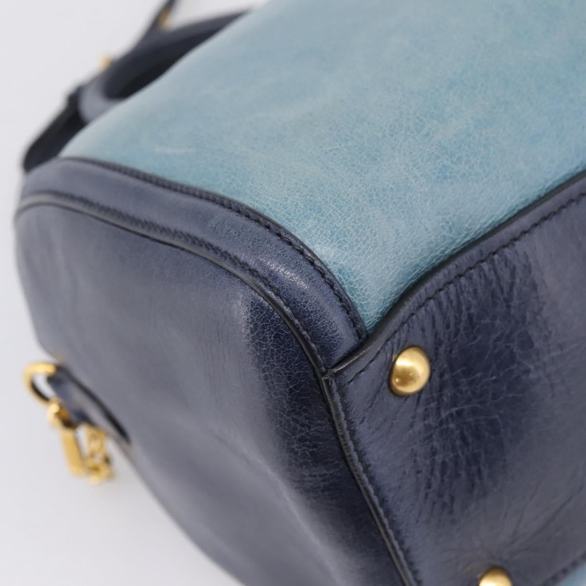 Miu Miu Beau Top Handle Leather Navy Leather Handbag (Pre-Owned)