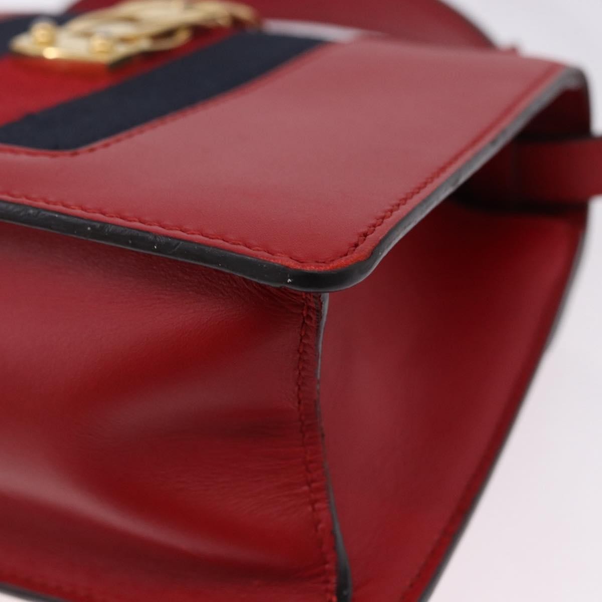 Gucci Sylvie Belt Leather Red Leather Handbag (Pre-Owned)