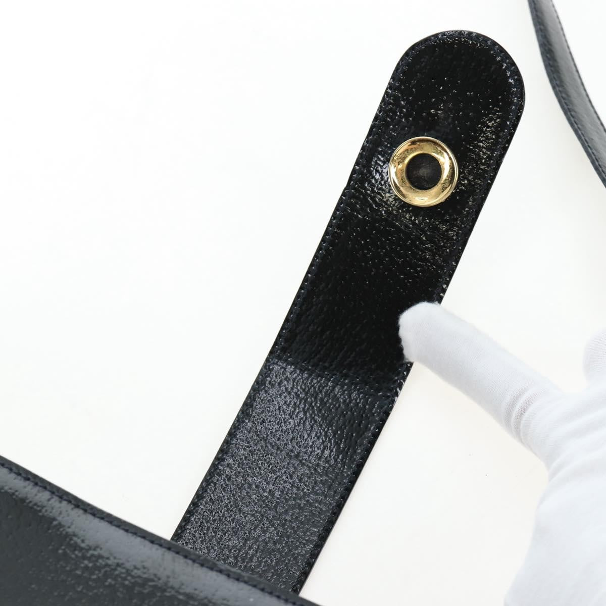 Celine Vintage Logo Ring Shoulder Bag Patent Leather Green Patent_Leather Shoulder Bag Bag (Pre-Owned)