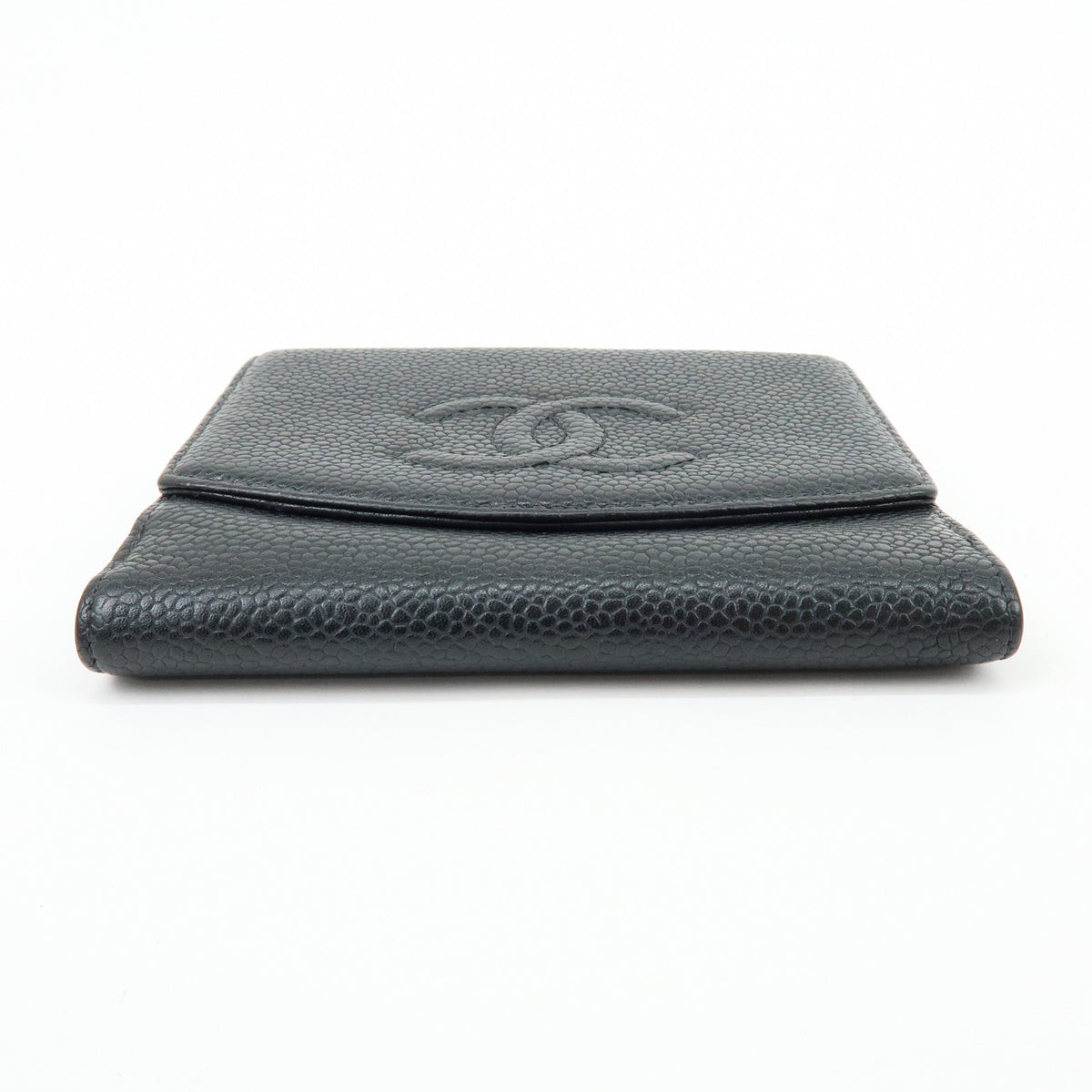 Chanel Vintage Timeless Bifold Caviar Black Leather Wallets Accessory (Pre-Owned)