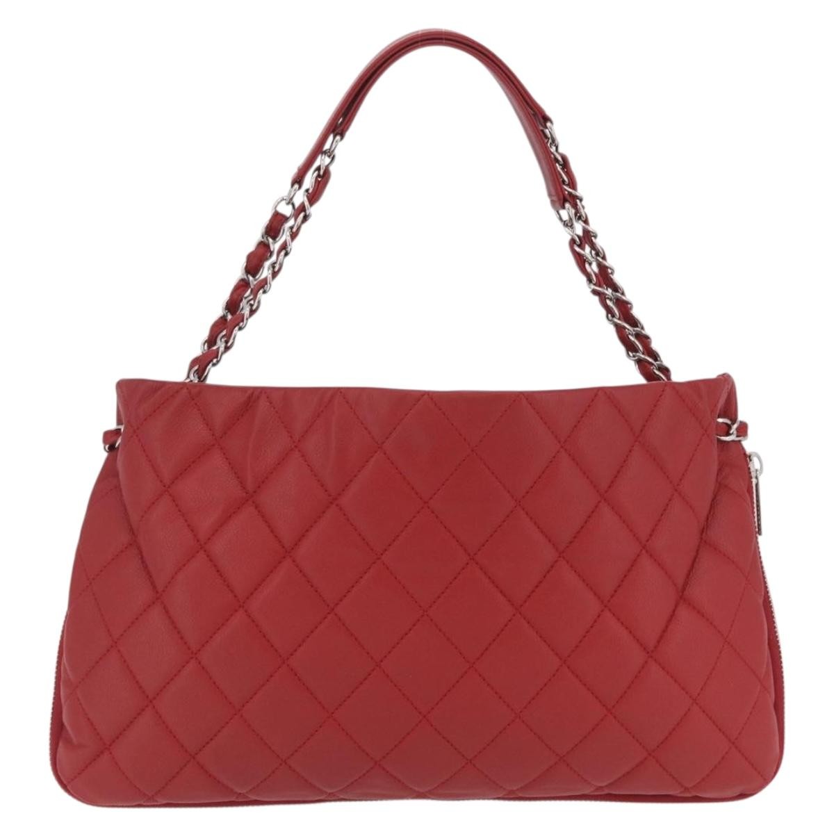Chanel Timeless Cc Expandable Quilted Caviar Red Leather Tote Bag Bag (Pre-Owned)