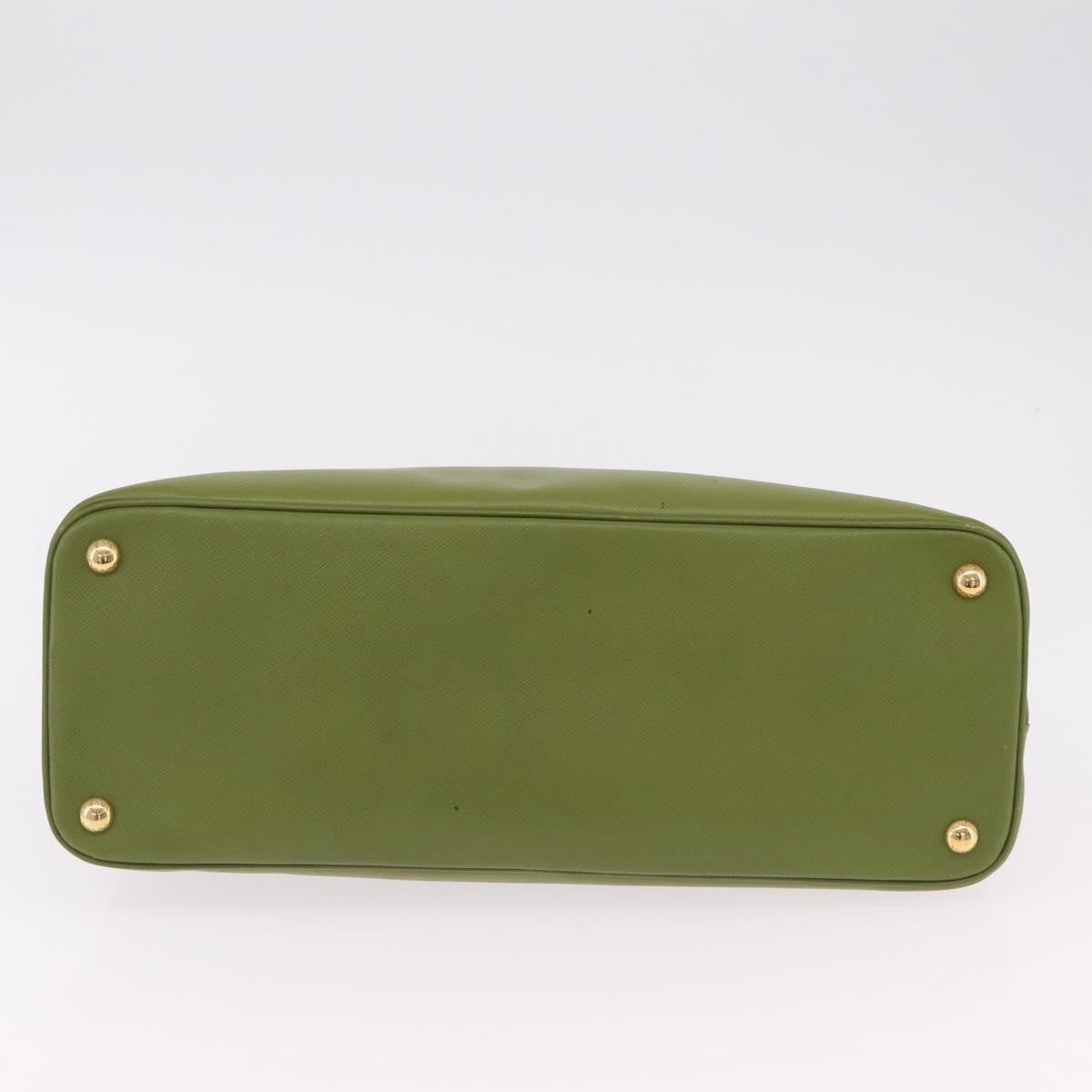 Prada Promenade Saffiano Leather Green Leather Handbag (Pre-Owned)