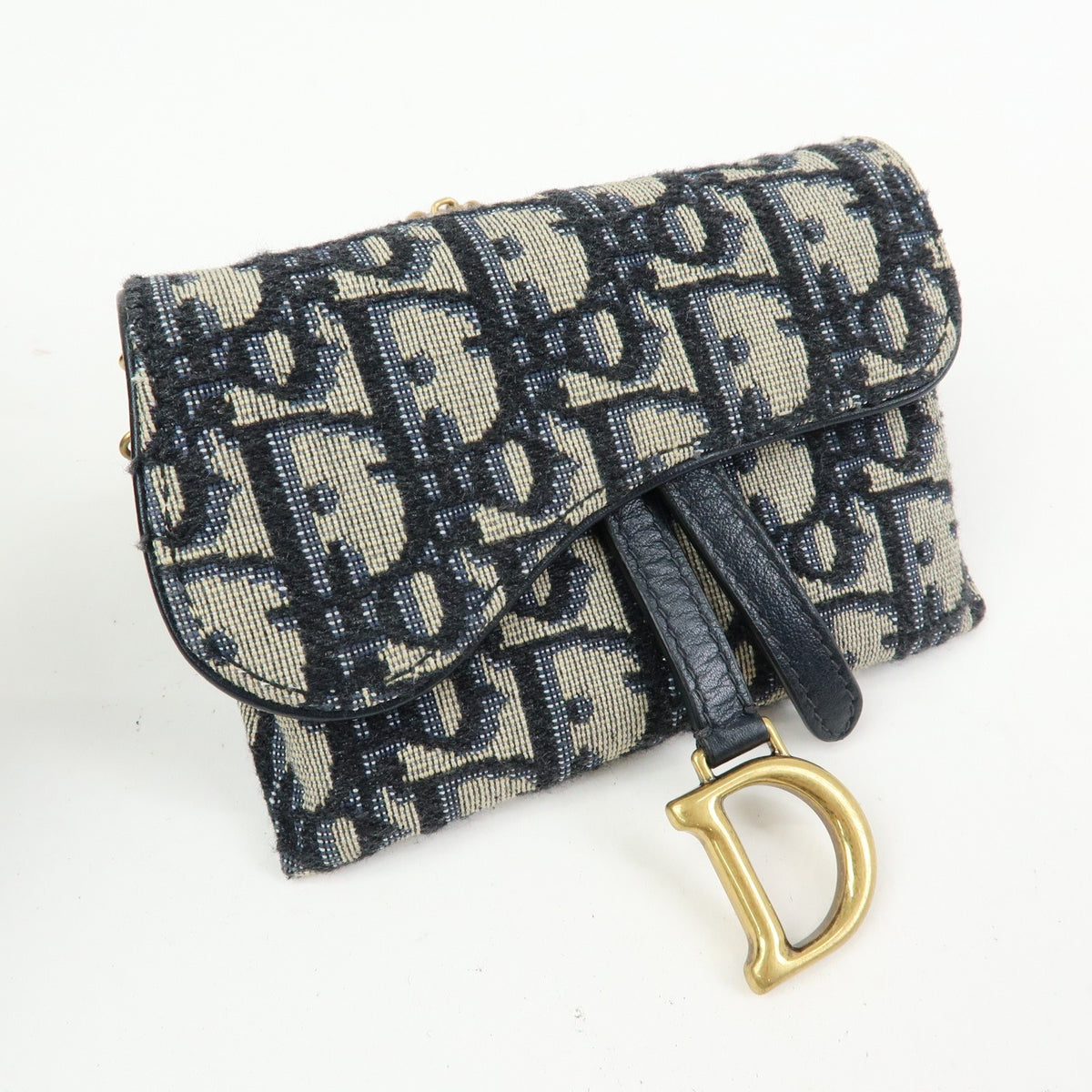 Christian Dior Saddle Pouch Leather Beige Canvas Clutche & Pouche Bag (Pre-Owned)