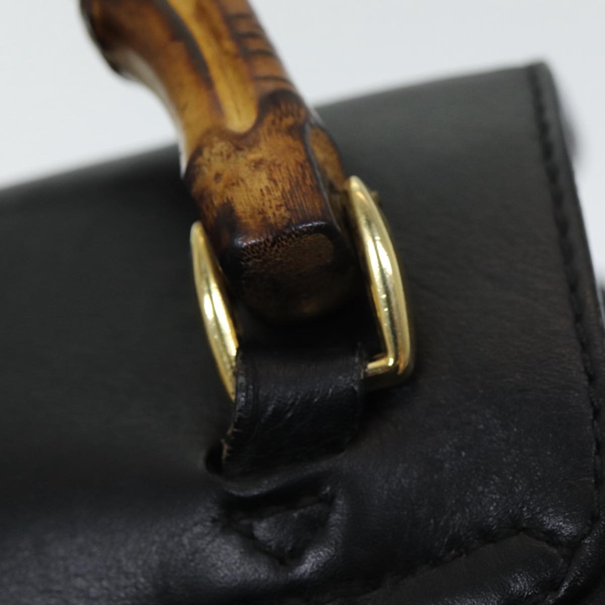 Gucci Vintage Bamboo Leather Black Leather Backpack Bag (Pre-Owned)