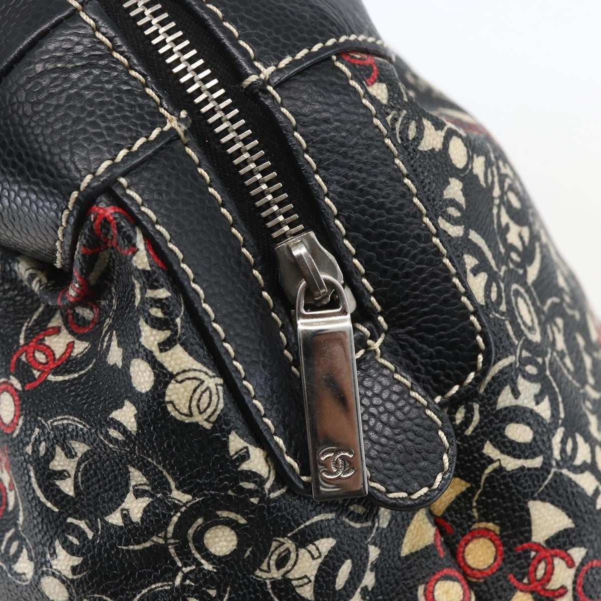 Chanel Optic Coco Bowler Printed Coated Canvas With Caviar Black Pvc Travel Bag Bag (Pre-Owned)