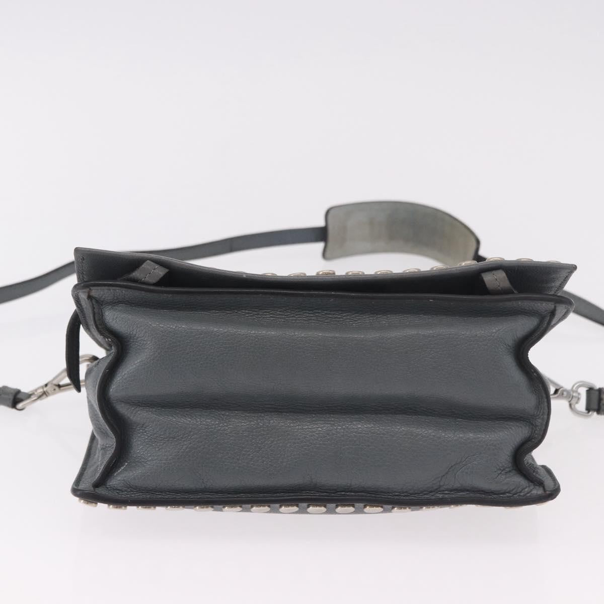 Prada Etiquette Flap Studded Glace Calfskin Gray Leather Shoulder Bag Bag (Pre-Owned)