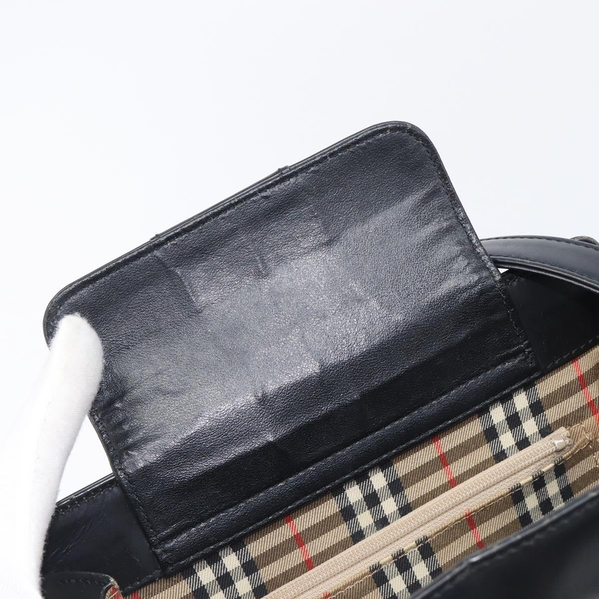Burberry Nova Check Canvas And Leather Black Leather Handbag (Pre-Owned)