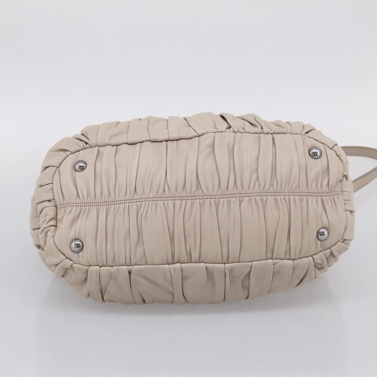Prada Gaufre Convertible Nappa Leather Beige Leather Tote Bag Bag (Pre-Owned)