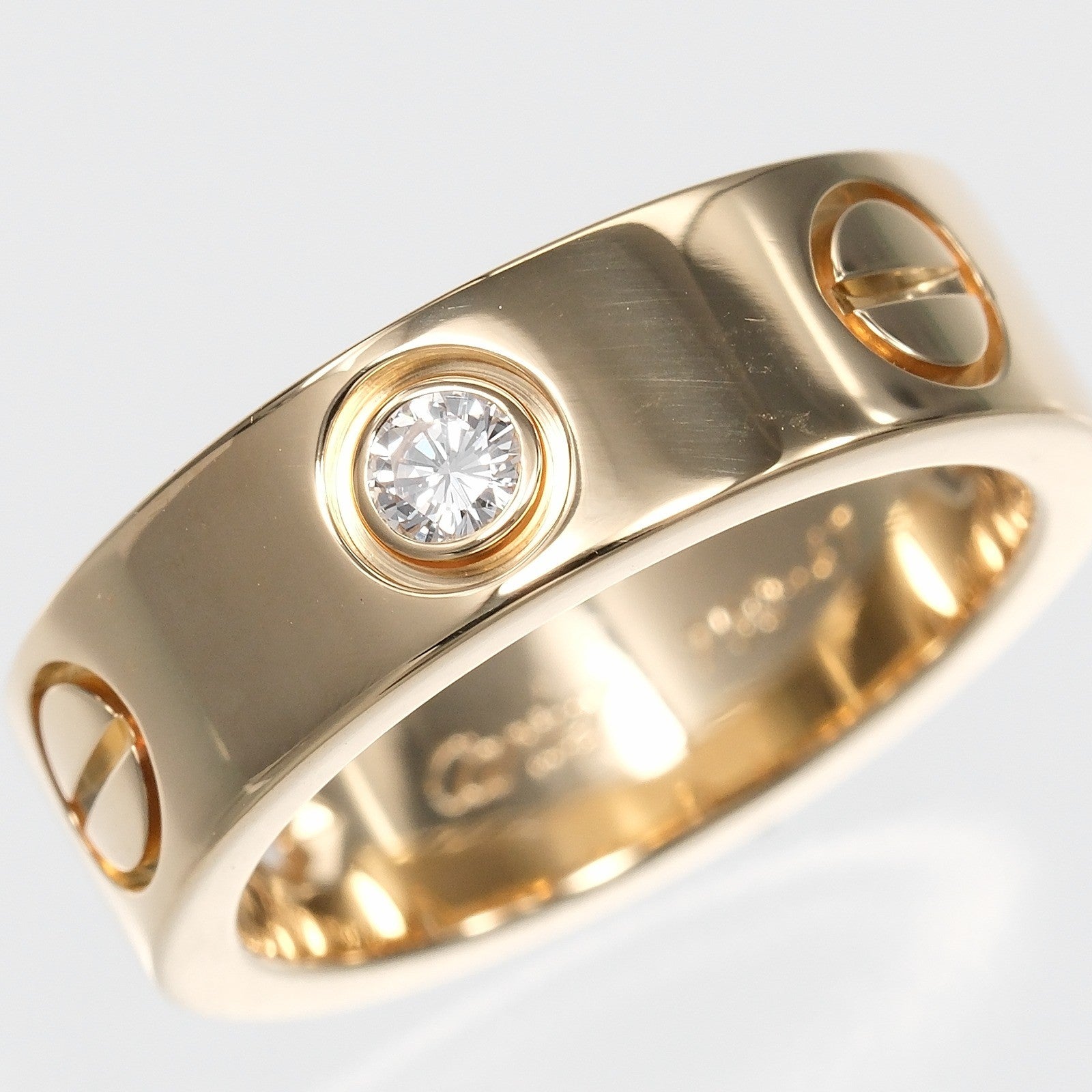 Cartier Love 3 Diamonds Band 18K Yellow Gold With Diamonds Gold Yellow_Gold Ring Jewelry (Pre-Owned)