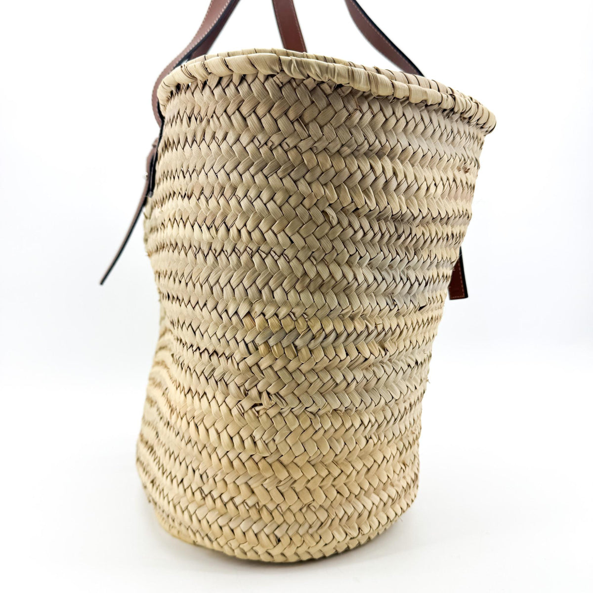 Loewe Elephant Basket Raffia Brown Leather Tote Bag Bag (Pre-Owned)