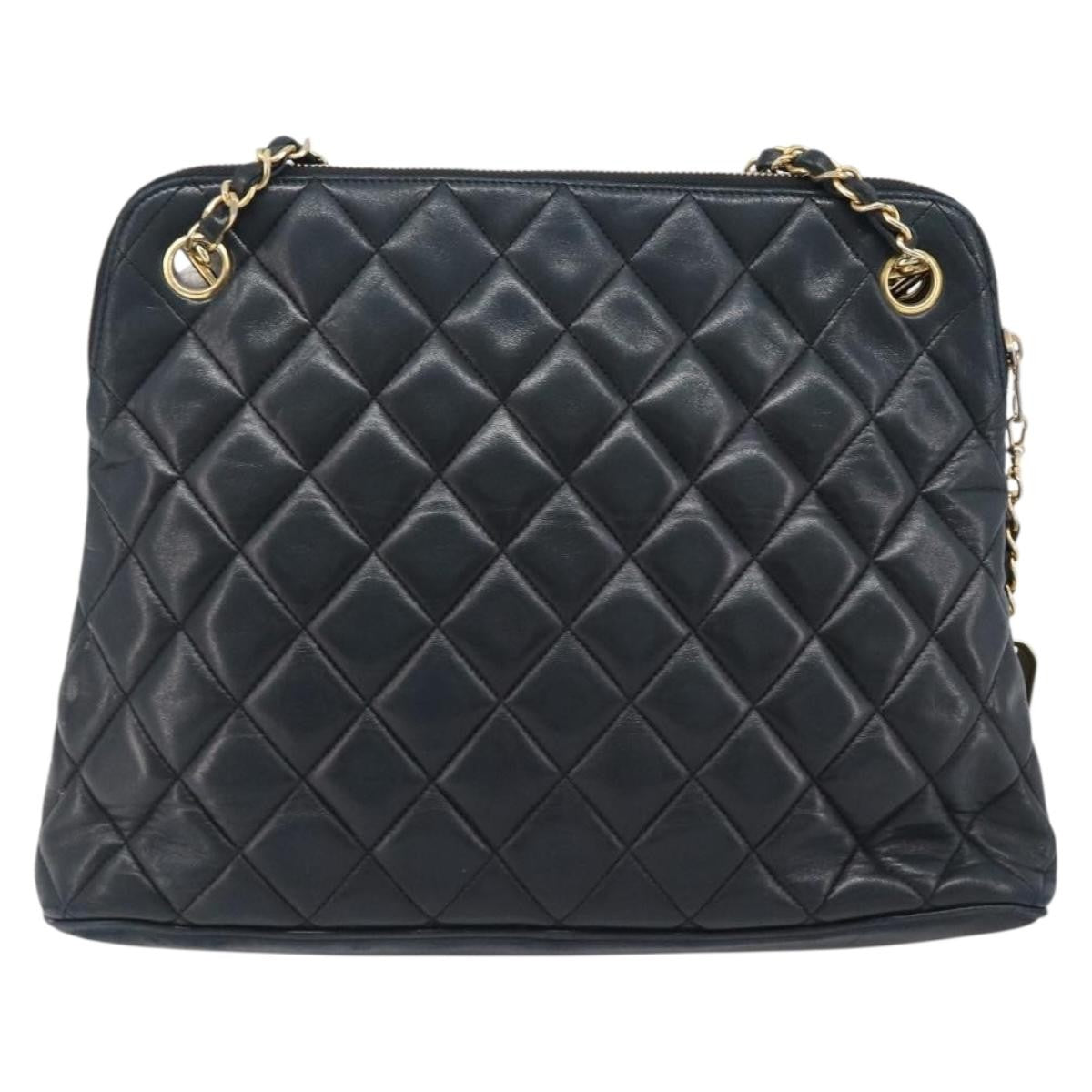Chanel Shoulder Quilted Leather Black Leather Shoulder Bag Bag (Pre-Owned)