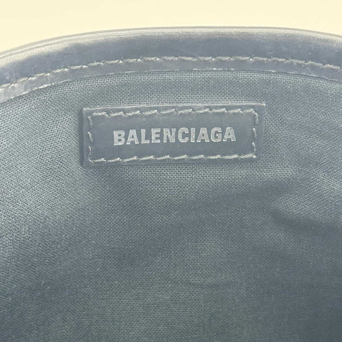 Balenciaga Navy Cabas Canvas With Leather Black Canvas Tote Bag Bag (Pre-Owned)