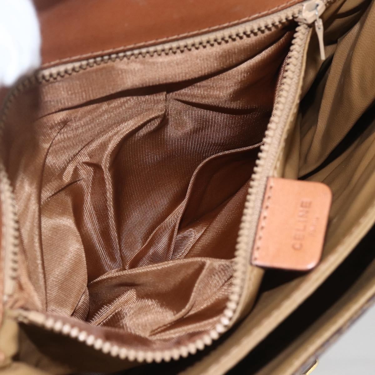 Celine Vintage Macadam Canvas And Leather Brown Canvas Shoulder Bag Bag (Pre-Owned)
