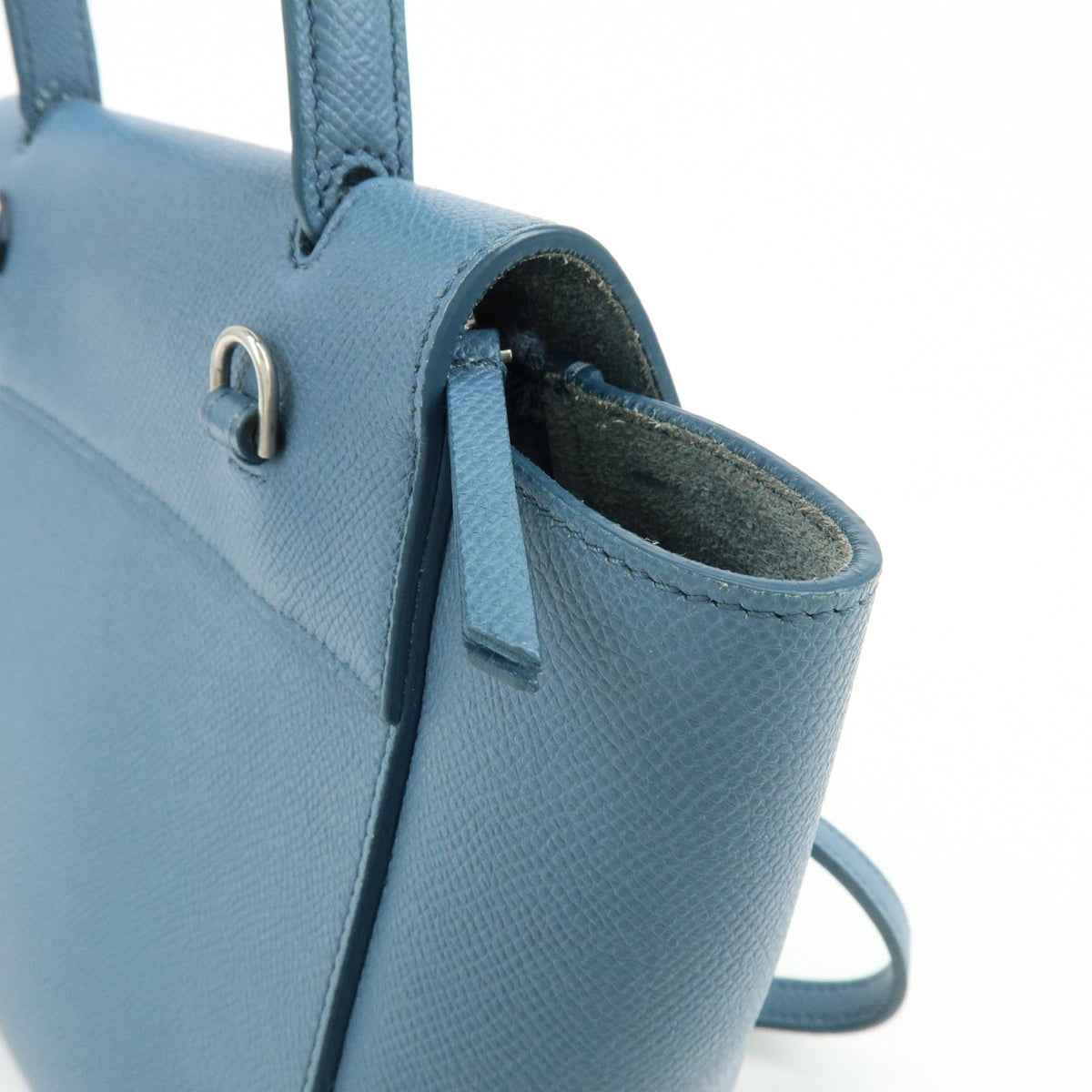 Celine Belt Textured Leather Blue Leather Handbag (Pre-Owned)