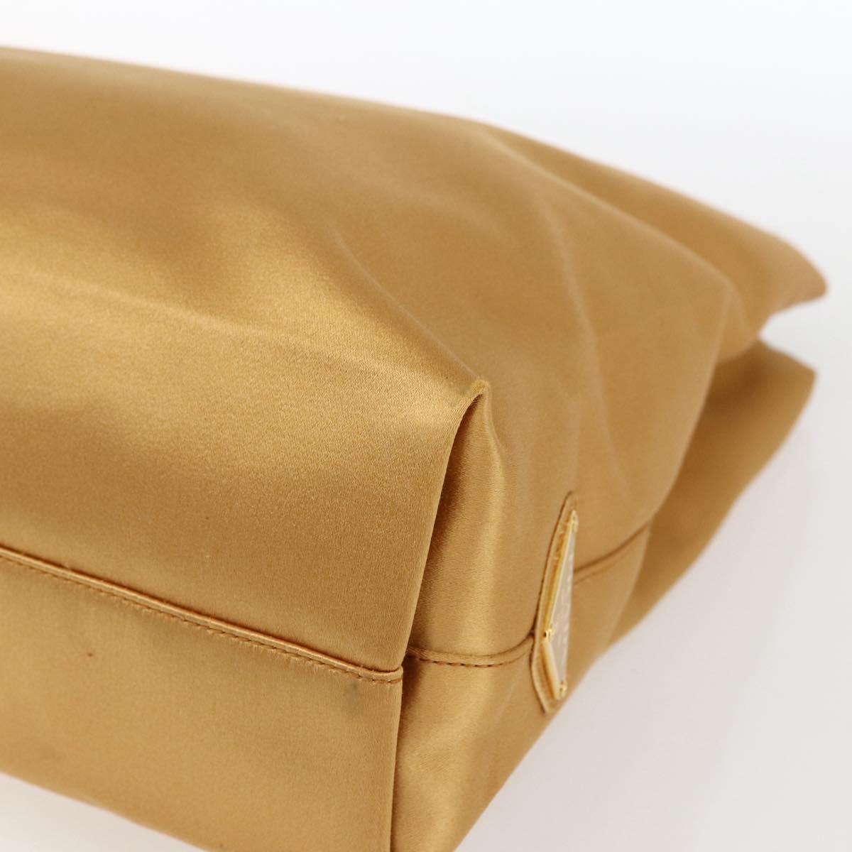 Prada Chain Satin Gold Satin Shoulder Bag Bag (Pre-Owned)