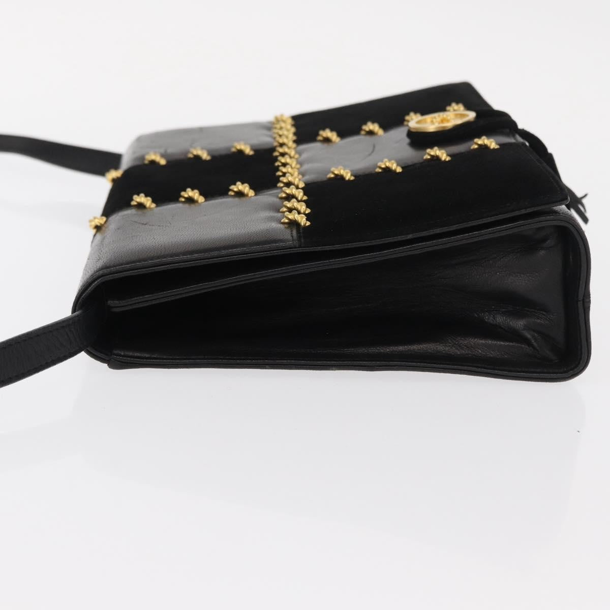 Salvatore Ferragamo Gancini Suede Black Suede Shoulder Bag Bag (Pre-Owned)