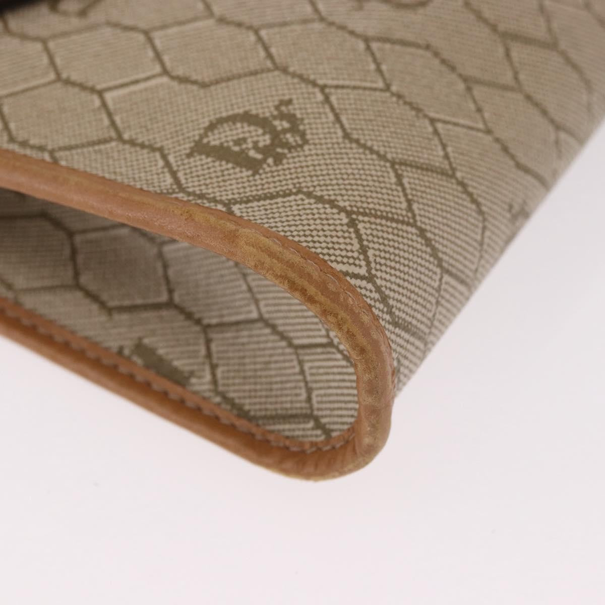 Christian Dior Vintage Honeycomb Chain Canvas Beige Canvas Shoulder Bag Bag (Pre-Owned)