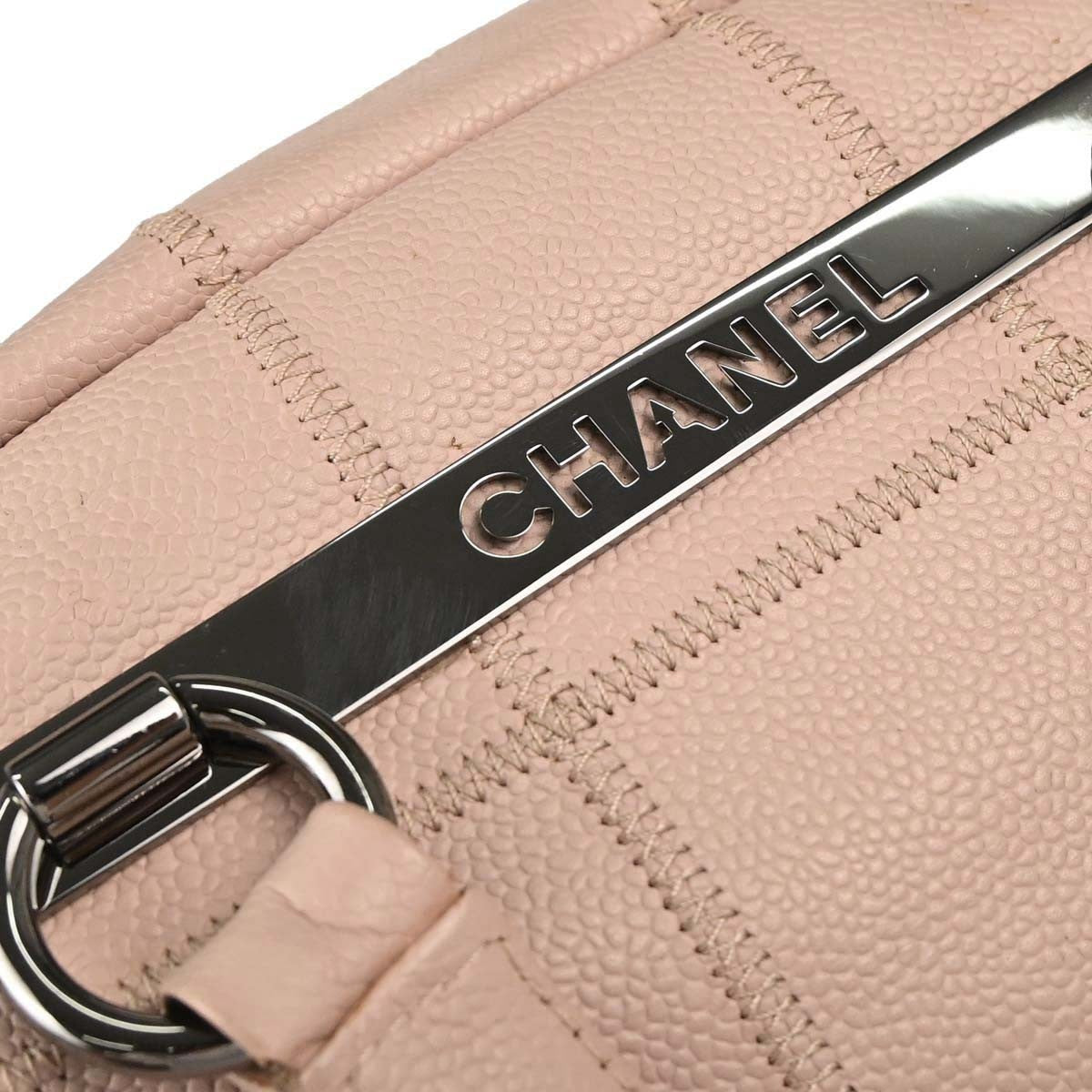 Chanel Square Stitch Bowler Quilted Calfskin Pink Leather Shoulder Bag Bag (Pre-Owned)