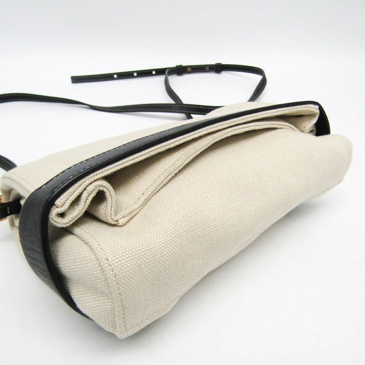 Bottega Veneta Fold Over Canvas With Leather Beige Canvas Crossbody Bag Bag (Pre-Owned)