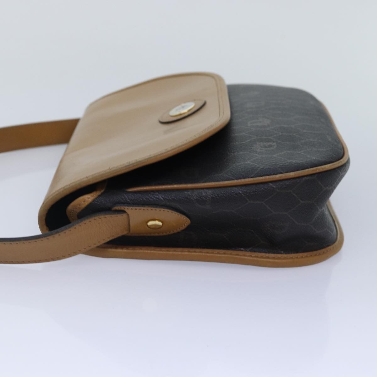 Christian Dior Vintage Honeycomb Canvas And Leather Black Canvas Shoulder Bag Bag (Pre-Owned)