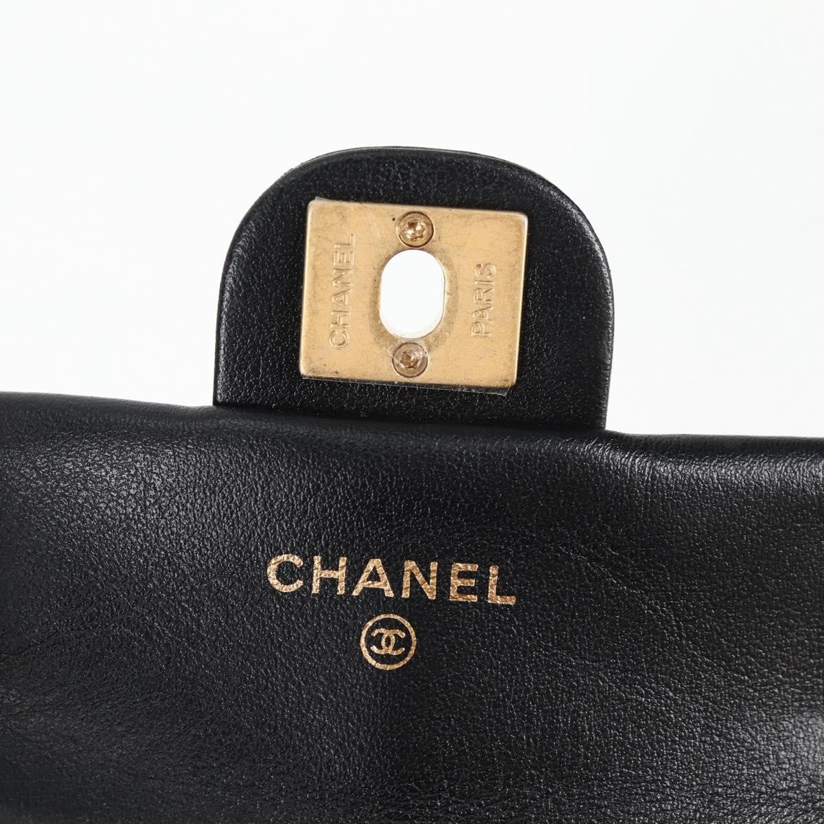 Chanel Lady Handle Flap Card Holder On Chain Quilted Calfskin Black Leather Bag (Pre-Owned)